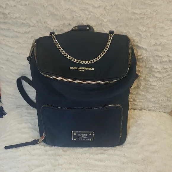 Karl Lagerfeld Black Backpack with Silver Accents Amazon.com: KARL LAGERFELD PARIS Women main image 2